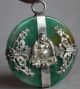 Chinese Miao Silver Green Jade Happy Laugh Maitreya Buddha Necklace Pendant Necklaces & Pendants photo 1