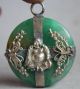Chinese Miao Silver Green Jade Happy Laugh Maitreya Buddha Necklace Pendant Necklaces & Pendants photo 3