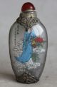 Chinese Miao Silver Glass Inside Painting 8 Immortal God He Xiangu Snuff Bottle Snuff Bottles photo 1