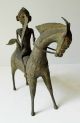 Old African Benin Bronze Warrior On Horseback - Extremely Rare Piece Other African Antiques photo 2