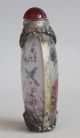 Chinese Miao Silver Glass Inside Painting Butterfly Flower Bird Snuff Bottle Snuff Bottles photo 3