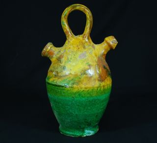 Antique Spanish Colonial Age Decorated Glazed Jug,  Xvii Century photo