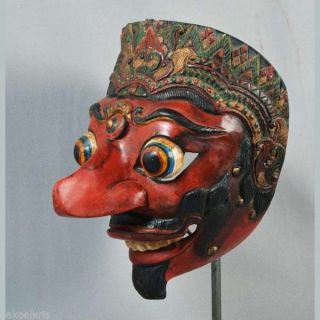 Indonesie Javanese Jawa Wayang Topeng Mask Maschera Wooden Carved Pt89 photo