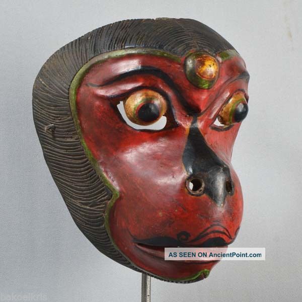 Indonesian Javanese Jawa Wayang Topeng Mask Maschera Wooden Carved Pt95 Pacific Islands & Oceania photo