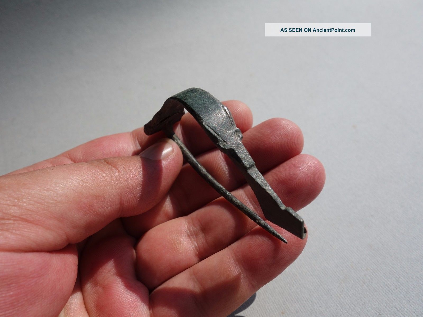 Ancient Roman Aucissa Bronze Brooch,  Displayed A Wolf ' S Snout Roman photo
