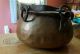 Antique Exquisite Solid Copper Cooking Pot W/wrought Iron Handle & Hanging Ring Hearth Ware photo 5