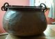 Antique Exquisite Solid Copper Cooking Pot W/wrought Iron Handle & Hanging Ring Hearth Ware photo 6