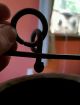 Antique Exquisite Solid Copper Cooking Pot W/wrought Iron Handle & Hanging Ring Hearth Ware photo 7