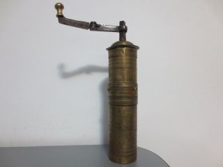 Primitive Antique Ottoman Brass - Carved Tugra Marked Hand Coffee Grinder 19th - 1 photo