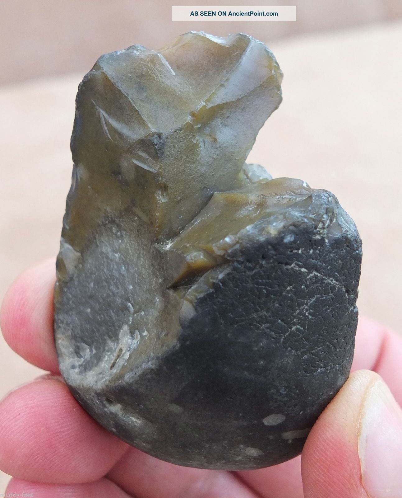 L/palaeolithic,  Mode 1 Bifacial Backed Knife On A Pebble C700 - 500k,  Kent P552 Neolithic & Paleolithic photo