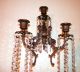2 Antique Bronze Brass 3 Arm Candlabra Wall Sconces Each W/180 Crystals Chandeliers, Fixtures, Sconces photo 2