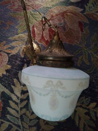 Vintage Antique Large Brass Wall Mount Light Fixture Victorian Shade Globe photo
