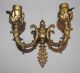 Antique Gold Baroque Electric Double Candlesticks Pair Vtg Wall Light Sconces Chandeliers, Fixtures, Sconces photo 3