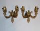 Antique Gold Baroque Electric Double Candlesticks Pair Vtg Wall Light Sconces Chandeliers, Fixtures, Sconces photo 7