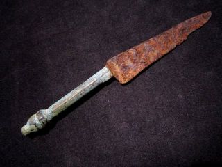 Choice Roman Iron Knife With Bronze Handle,  Top Preserved, photo