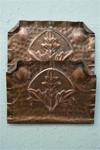 Quaint Arts And Crafts Repousse Copper Wall Letter Rack Holder photo