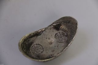 Valuable Ancient Chinese Silver Ingot Carved With Double 
