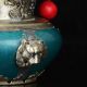 Rare Exquisite Red Jade Silver Coper Lion & Kirin & Buddha Lid Incense Burner Incense Burners photo 5