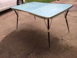 Vintage Mid Century Modern Atomic Kitchen Table.  Chrome Dining Room photo