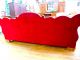 Antique Victorian Empire Style Flame Mahogany Red Velvet Sofa Couch 85 