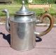 Antique Pewter Crown Rose Marked Serpent Dragon Spout Wood Handle Coffee Tea Pot Metalware photo 1