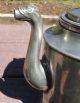 Antique Pewter Crown Rose Marked Serpent Dragon Spout Wood Handle Coffee Tea Pot Metalware photo 2