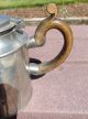 Antique Pewter Crown Rose Marked Serpent Dragon Spout Wood Handle Coffee Tea Pot Metalware photo 3