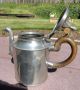 Antique Pewter Crown Rose Marked Serpent Dragon Spout Wood Handle Coffee Tea Pot Metalware photo 4