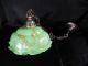Antique French Art Deco Nouveau Marble Glass Shade Hanging Chandelier Lamp Lamps photo 3
