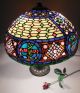 Tiffany Style Leaded Stained Glass Lamp W/jewels Many Colors 22 Inch Dia.  Shade Lamps photo 8