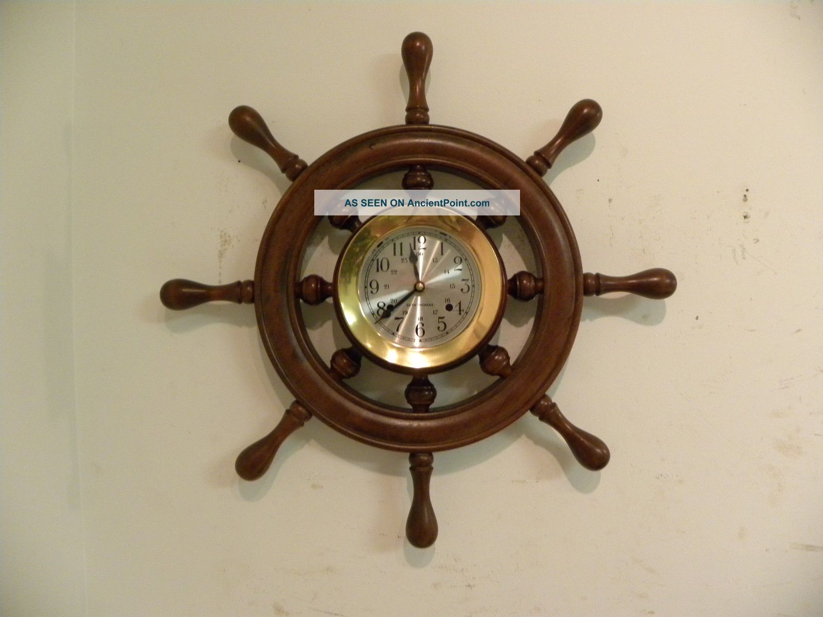 Antique American Seth Thomas Ships Wheel Fine Wall Clock And Running Clocks photo