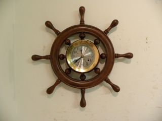 Antique American Seth Thomas Ships Wheel Fine Wall Clock And Running photo