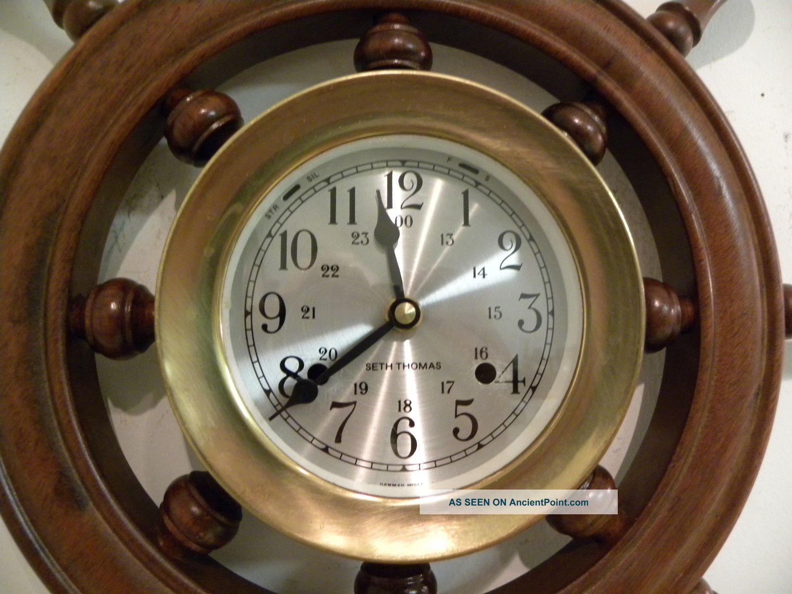 Antique American Seth Thomas Ships Wheel Fine Wall Clock And Running
