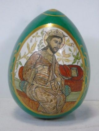 Antique 19th Century Russian Imperial Porcelain Easter Egg With Icon Painting photo