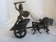 Antique Bronze Metal Roman Horse Drawn Gladiator Warrior Chariot Statue Figure Metalware photo 3