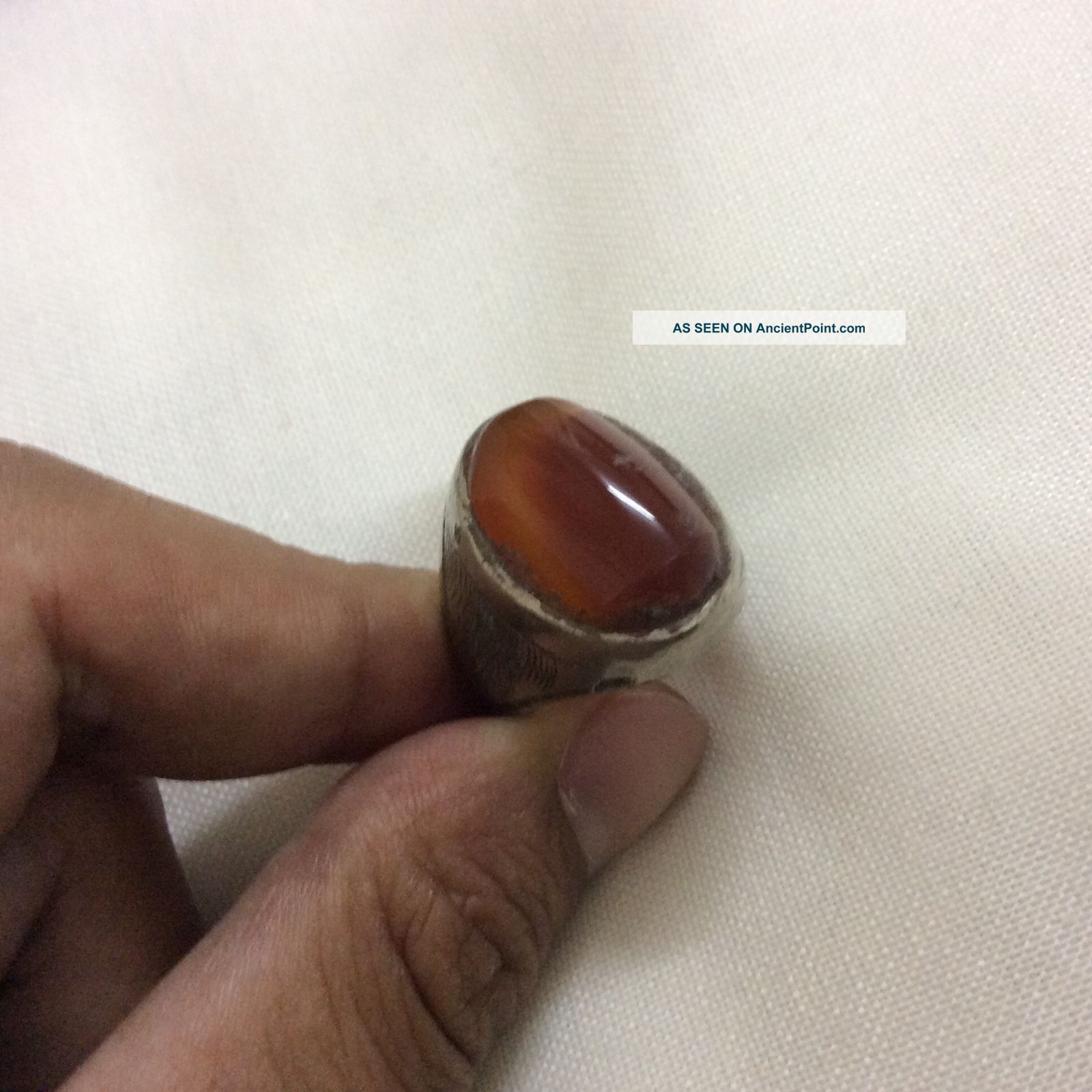 Old Mens Agate Ring Islamic Vintage Aqeeq Afghan Antique Middle East Gift Sz 8.  5 Islamic photo