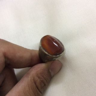 Old Mens Agate Ring Islamic Vintage Aqeeq Afghan Antique Middle East Gift Sz 8.  5 photo