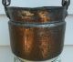 Antique Primitive Copper Bucket With Wrought Iron Handle & Bail Loops Primitives photo 2
