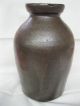 Antique Vintage Pottery Storage Canning Jar/vase Dark Brown Glaze Primitives photo 1
