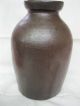 Antique Vintage Pottery Storage Canning Jar/vase Dark Brown Glaze Primitives photo 3