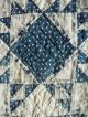 Old Vintage Antique Indigo Blue Calico Fabric Handmade Quilt Cutter Textile Aafa Primitives photo 5