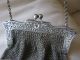 Antique Art Nouveau Floral Pierced Heart Frame German Silver Tassel Mesh Purse Art Deco photo 4