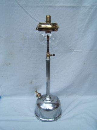 A Tilley T10 Corinthian Chrome Oil Lamp Onion With Shade Cleaned Polished Tl1 photo