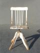 Vintage Petite Farmhouse White Swivel Chair Rustic Distressed Chic Shabby Post-1950 photo 2