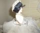 Antique 1/2 Pincushion Wood Doll Painted Face Ruffled Tulle Gown Exceptional Pin Cushions photo 6