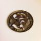 Striking Old Button; A Stylized Leaf Design In Stamped Brass W/ A Polished Steel Buttons photo 1