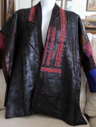 Chinese Miao People Minority Tribe Hand Embroidered Jacket Robe photo