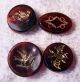 Antique Victorian Ruby Red Glass Buttons Bird Designs In Gold Self Shank Buttons photo 1