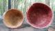 2 Vintage Bushel Splint Wood Fruit Apple Baskets Red And Green Bands 420 8 Quart Primitives photo 3
