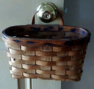 Vintage Primitive Woven Basket With Patina photo